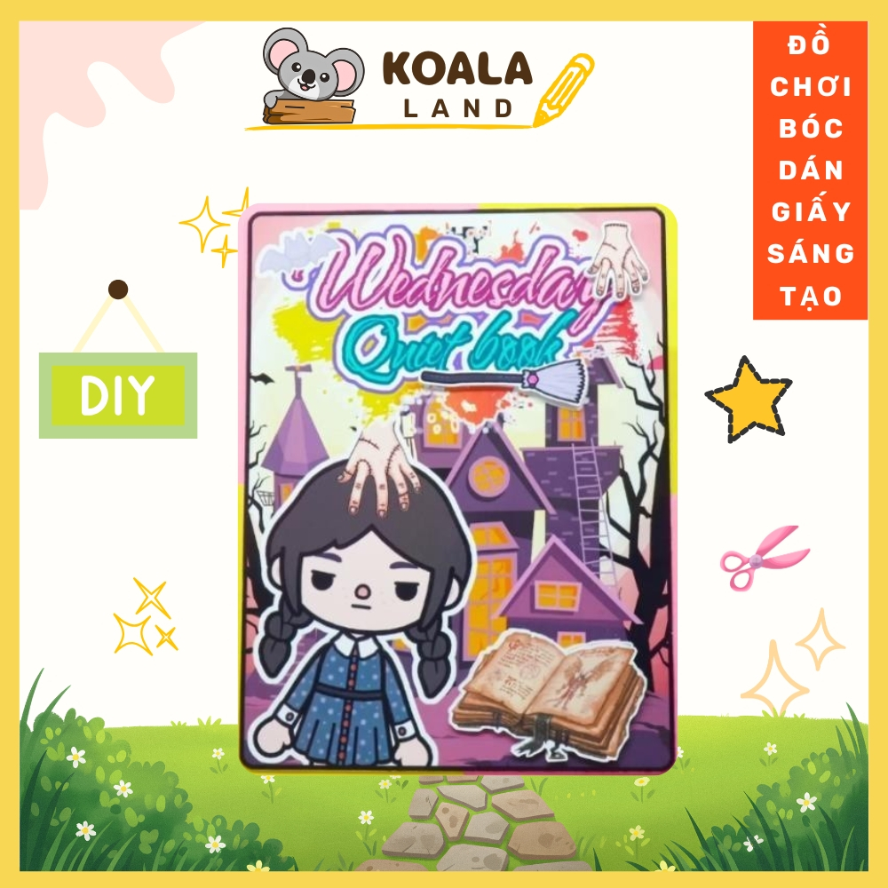 ĐỒ CHƠI NGÔI NHÀ BÚP BÊ GIẤY CẮT THỦ CÔNG DIY - Wednesday's Black House In Quiet Book