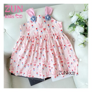 Váy Bé Gái 2 Dây Hoa Thỏ Dễ Thương – Đầm Cotton Thô Hoa Thoáng Mát, Váy Mùa Hè Cho Bé 9–30kg