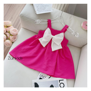 Váy 2 Dây Đính Nơ Bé Gái – Đầm Mùa Hè Cute Phô Mai Que, Váy Mềm Mát Cho Bé Đi Học Đi Chơi