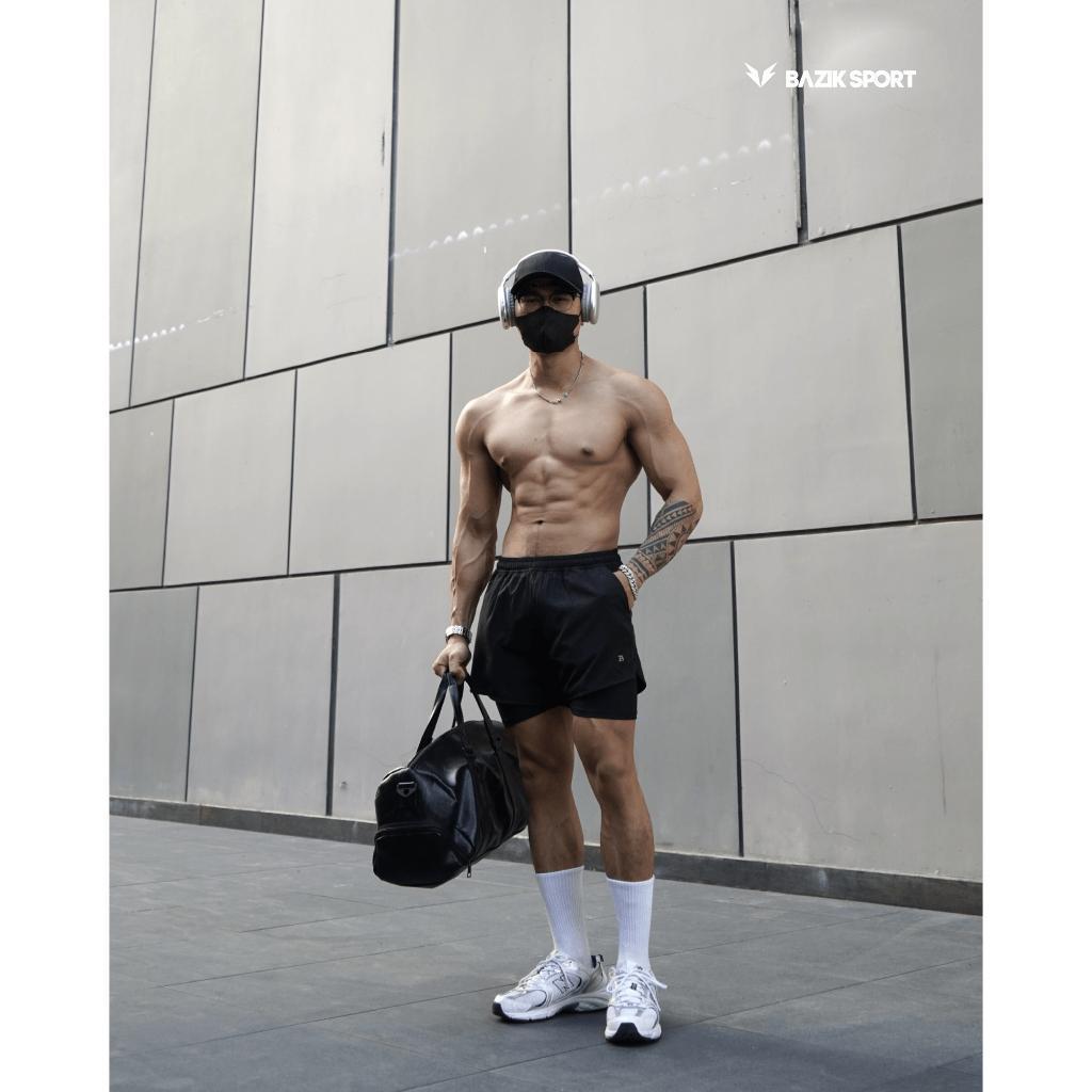 Quần Short 2 lớp Nam BAZIK Speed Up 2in1 Có Bigsize Thoáng Khí Thấm Hút, Nhanh Khô, Thoải Mái Chạy Bộ, Tập Gym - Q02