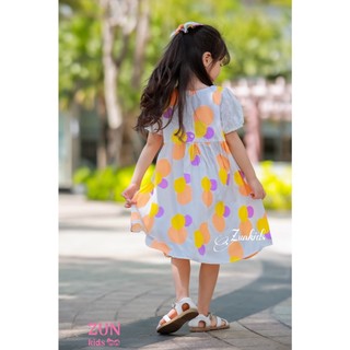 Đầm Bi Cam Bé Gái – Váy Chấm Bi Màu Cam Rực Rỡ, Đầm Thô Cotton Mềm Mát Cho Bé