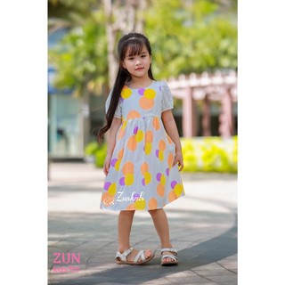Đầm Bi Cam Bé Gái – Váy Chấm Bi Màu Cam Rực Rỡ, Đầm Thô Cotton Mềm Mát Cho Bé
