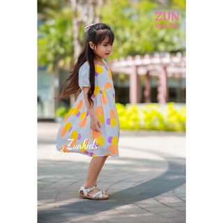 Đầm Bi Cam Bé Gái – Váy Chấm Bi Màu Cam Rực Rỡ, Đầm Thô Cotton Mềm Mát Cho Bé