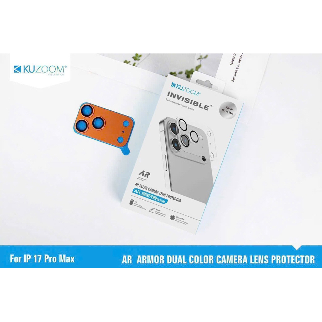 Bộ lens Kuzoom bảo vệ cụm camera iPhone 17 Pro / 17 Pro Max - Chống lóa - GIữ nguyên chất lương ảnh