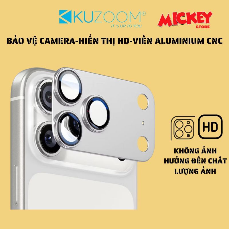 Bộ lens Kuzoom bảo vệ cụm camera iPhone 17 Pro / 17 Pro Max - Chống lóa - GIữ nguyên chất lương ảnh