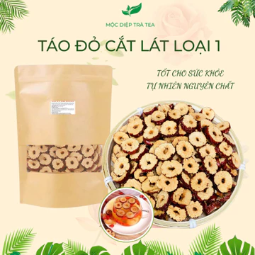Túi 500 gram táo đỏ thái lát sấy khô, táo đỏ khoanh hàng thượng hàng, táo đỏ cắt lát loại 1