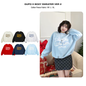 Áo Sweater Ver 2 Áo Nỉ Thêu Xù GUPO Form Boxy Tay Phồng Unisex Local Brand - SWT02