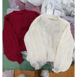 LT - Áo len dài tay xoắn thừng chun eo dáng áo peplum xoè tay bo bồng free size 1522
