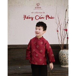 Áo Dài Gấm Bé Trai Hồng Cẩm Phúc KIMEE KIDS Chất Liệu Cao Cấp Cho Bé Mặc Đi Chơi Lễ Tết