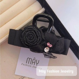 Kẹp tóc 8cm thiết kế hoa ruybang quấn tay đính nơ voan - K1025.25