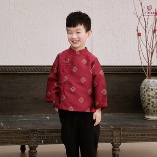 Áo Dài Gấm Bé Trai Hồng Cẩm Phúc KIMEE KIDS Chất Liệu Cao Cấp Cho Bé Mặc Đi Chơi Lễ Tết