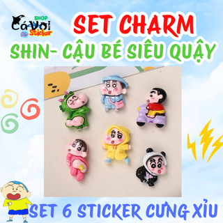 Charm gắn dép: Charm shin siêu quậy- Bộ 6 chi tiết dễ thương