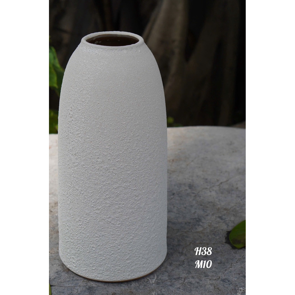 Bình Hoa Men Sôi Trắng Gốm Sứ Bát Tràng - Lọ Hoa Decor