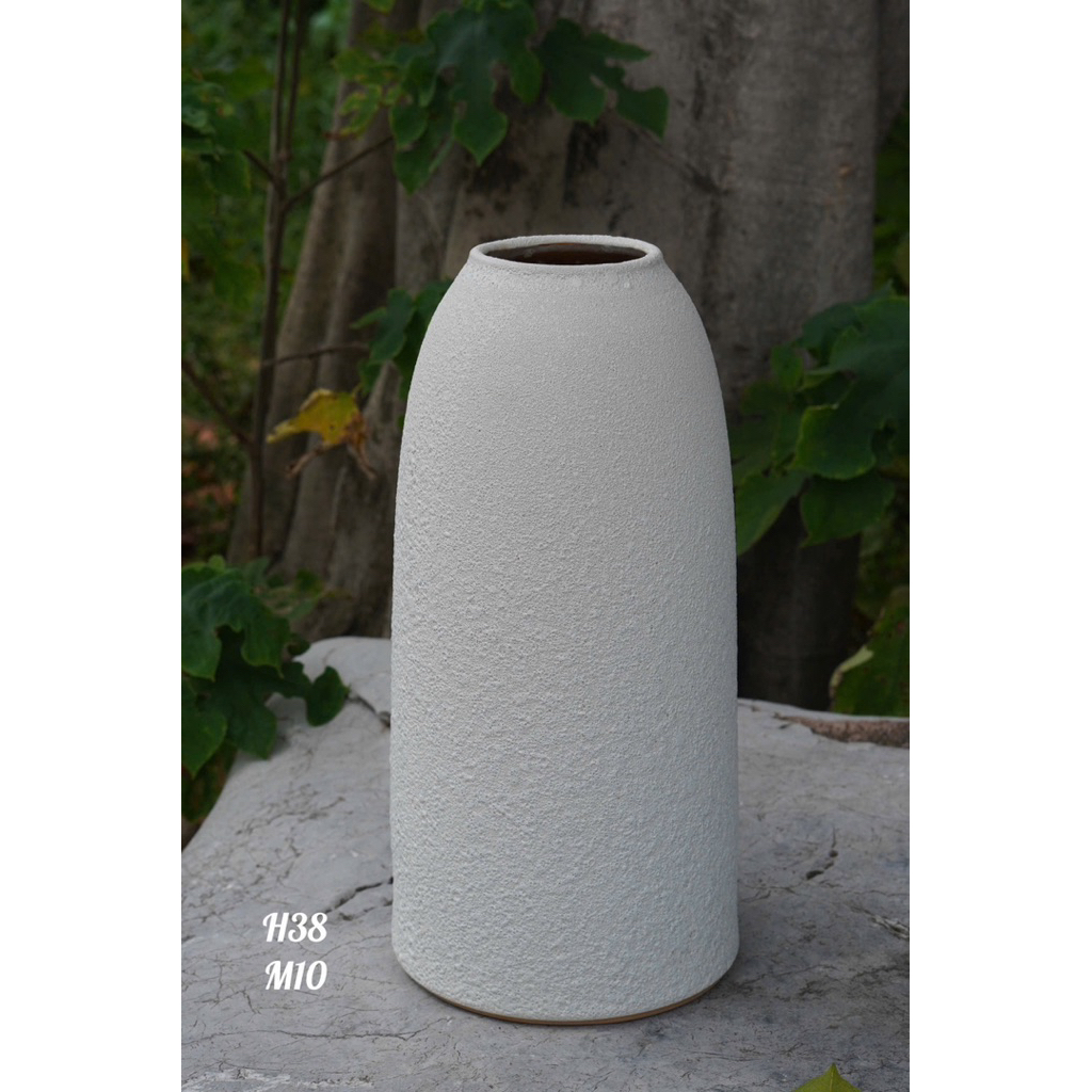 Bình Hoa Men Sôi Trắng Gốm Sứ Bát Tràng - Lọ Hoa Decor