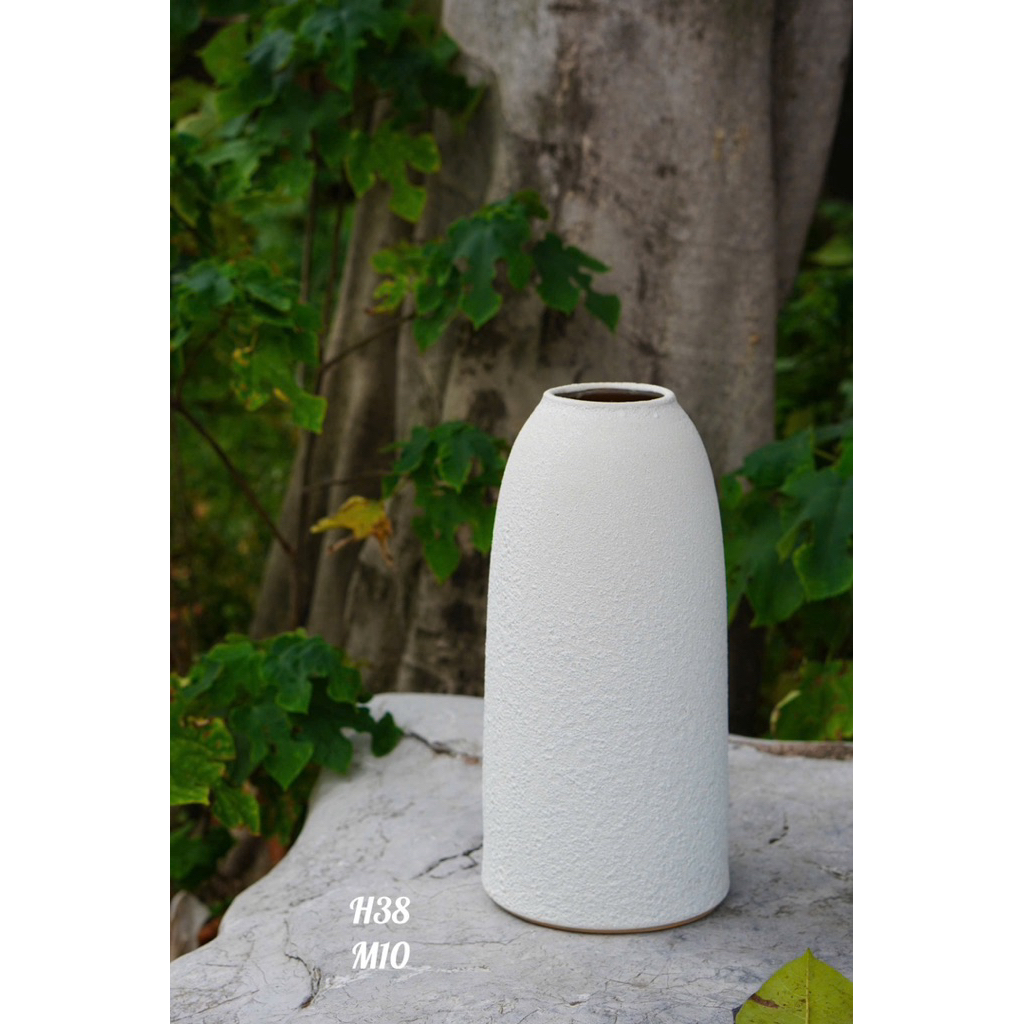 Bình Hoa Men Sôi Trắng Gốm Sứ Bát Tràng - Lọ Hoa Decor