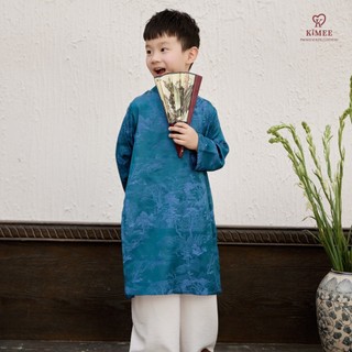 Áo Dài Bé Trai Cách Tân Mặc Tết Lam Cẩm Vân KIMEE KIDS Chất Liệu Lụa Gấm Cao Cấp Thoáng Da Cho Bé