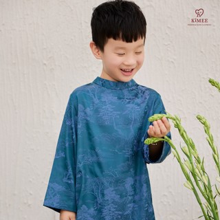 Áo Dài Bé Trai Cách Tân Mặc Tết Lam Cẩm Vân KIMEE KIDS Chất Liệu Lụa Gấm Cao Cấp Thoáng Da Cho Bé