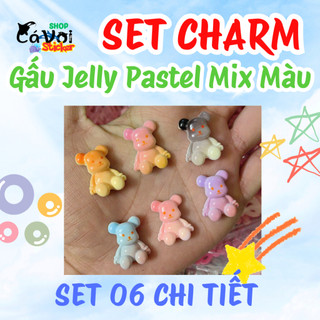 Charm gắn dép: Gấu Jelly Pastel Mix Màu