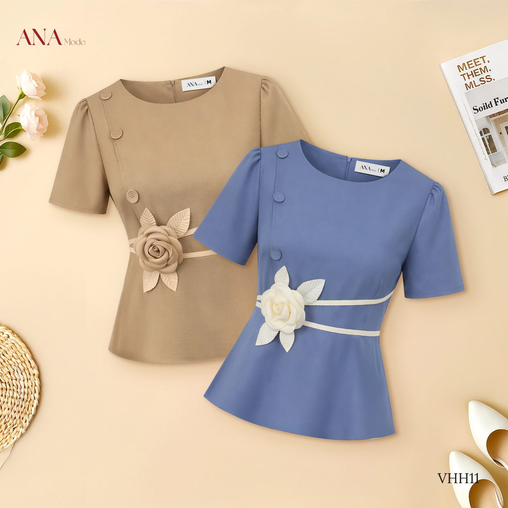 Áo Kiểu Công Sở Nữ ANA Mode Chất Liệu Cotton Sọc Thanh Lịch Đi Tiệc Quà Tặng Mẹ AK25VHH11