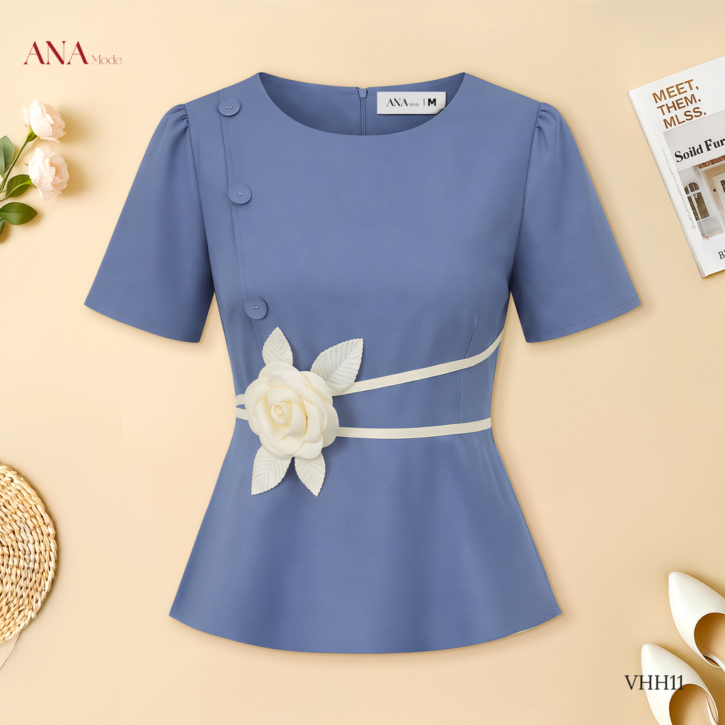 Áo Kiểu Công Sở Nữ ANA Mode Chất Liệu Cotton Sọc Thanh Lịch Đi Tiệc Quà Tặng Mẹ AK25VHH11