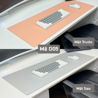 DeskPad Da PU 2 Mặt Cỡ Lớn Màu Xám Ánh Bạc/Hồng  - Chống Nước - Chống Trầy - Dễ Vệ Sinh