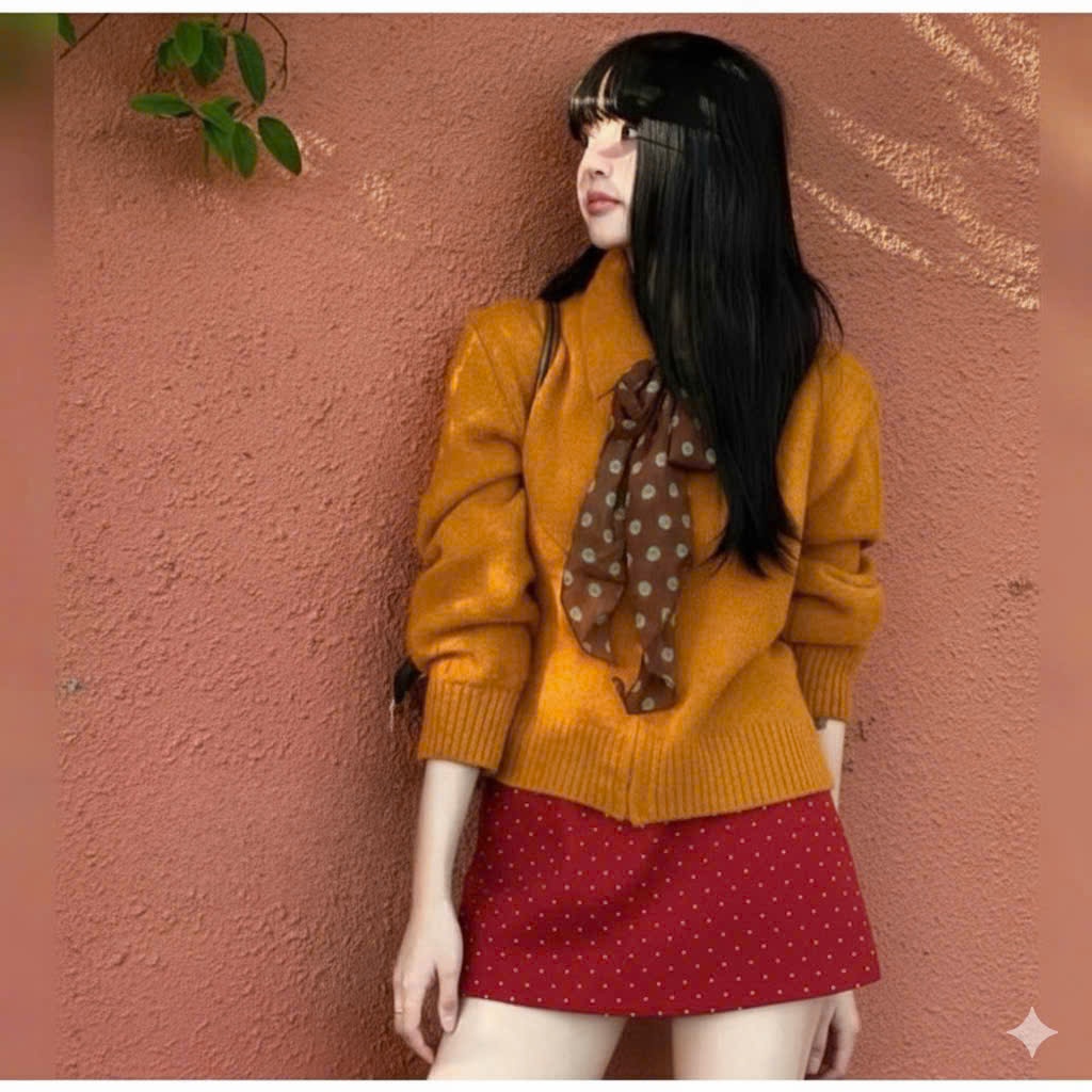 Chân váy nữ chữ A chất dạ ép chấm bi có lót quần,Chân váy Nữ LÉM dáng chữ A Basic