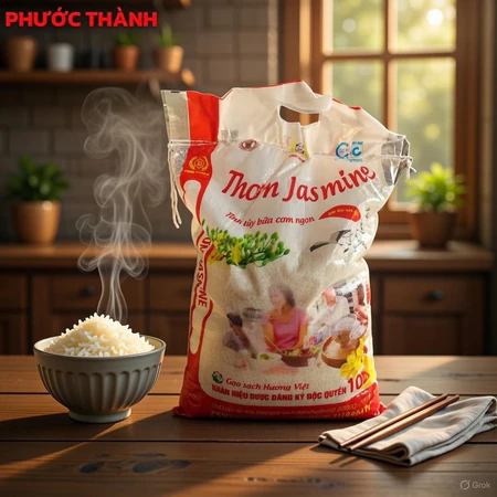 Gạo Thơm Jasmine Phước Thành IV - Cơm có vị ngọt nhẹ, dẻo mềm, trắng cơm
