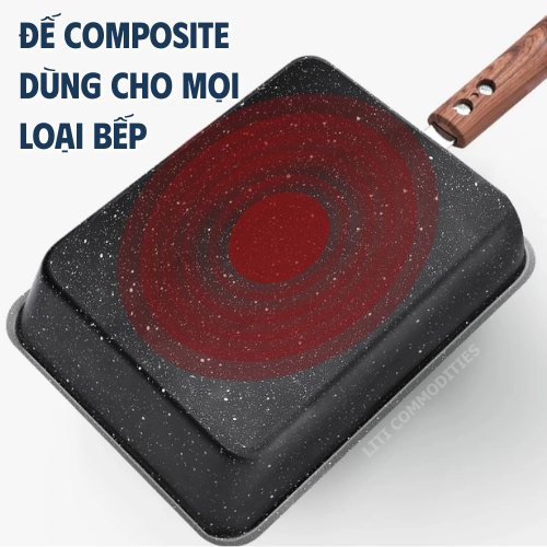 Chảo chống dính dạng chữ nhật chuyên dùng làm trứng cuộn, phù hợp với nhiều loại bếp và rất tiện lợi