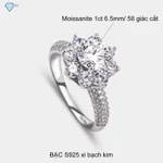 Nhẫn bạc nữ đính Moissanite 6.5ly xi kim kèm thẻ tra cứu mặt bông hoa 8 cánh tinh tế, sang trọng NNM0004 - Trang Sức TNJ — ảnh 5