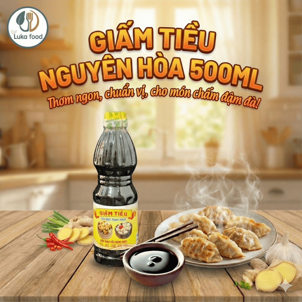 Giấm Tiều Nguyên Hòa Chai 500ml - Giấm Đỏ Pha Nước Chấm Hủ Tiếu, Làm Sốt Chua Ngọt, Há Cảo Chuẩn Vị Hoa Luka Food