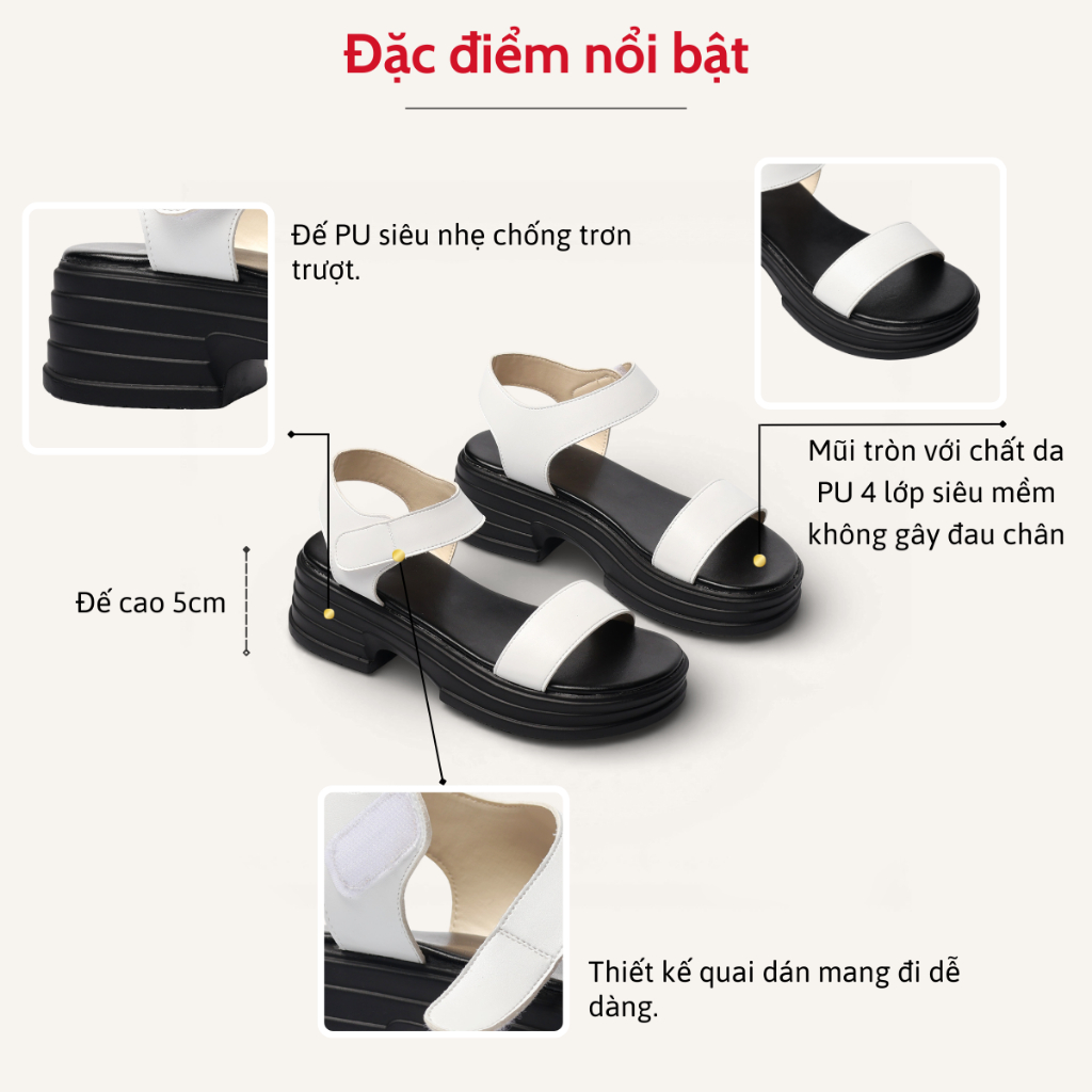 Giày Sandal Nữ Đế Xuồng 5cm Quai Ngang Pixie H426