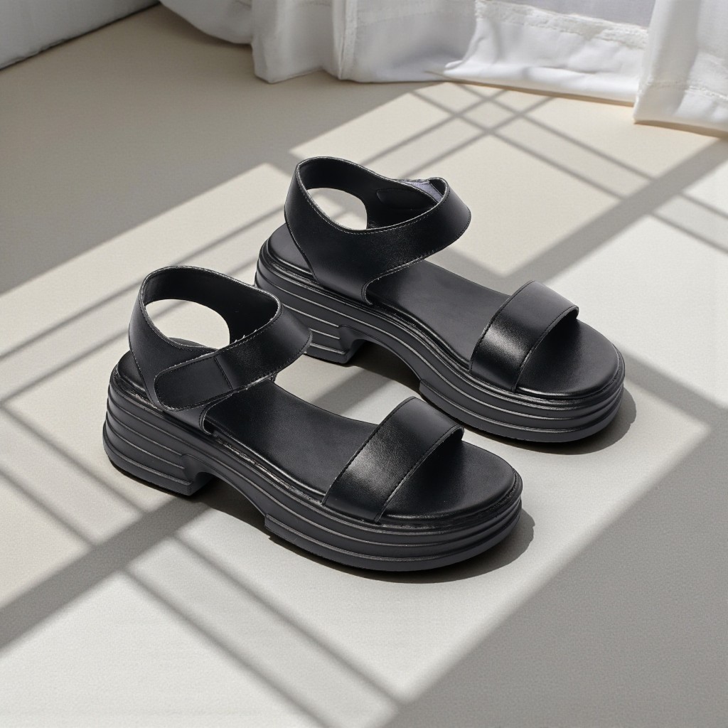 Giày Sandal Nữ Đế Xuồng 5cm Quai Ngang Pixie H426