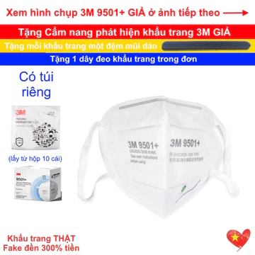Khẩu trang 3M 9501+ N95 đeo tai chống ô nhiễm lọc 95% bụi mịn PM2.5 phòng dịch bảo hộ lao động