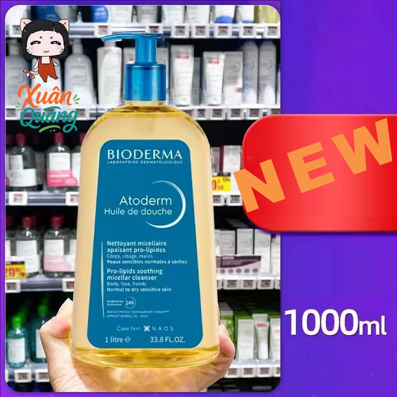 Dầu tắm giúp làm sạch Bioderma Atoderm Huile De Douche 1L / Gel rửa mặt tạo bọt Bioderma Sensibio / Sebium Gel Moussant
