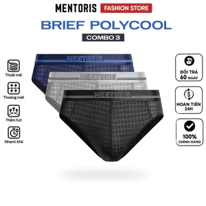 COMBO 3 Quần Lót Nam Brief MENTORIS, Quần Sịp Tam Giác Vải Thun Lạnh Thông Hơi Thoáng Mát CB3MBF09
