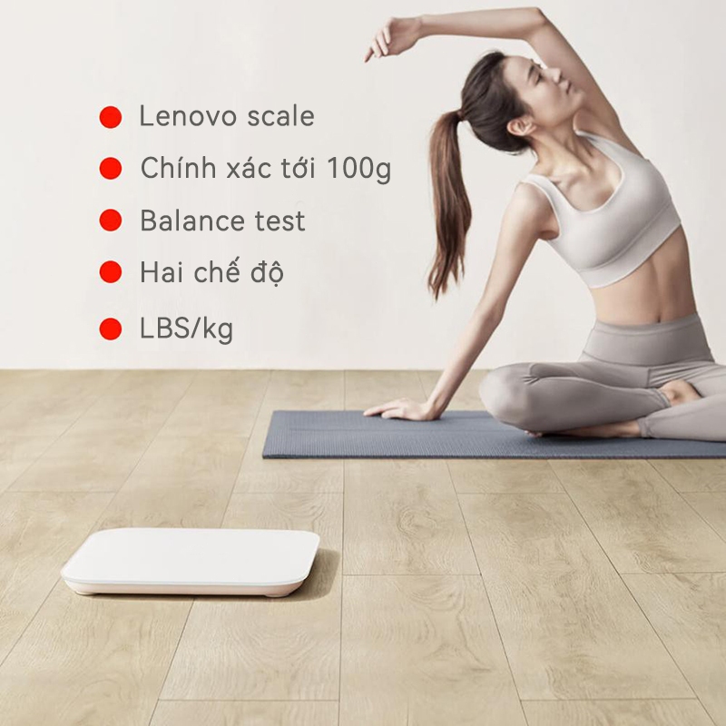 Cân Điện Tử Sức Khỏe Lenovo Chịu Tải 180kg Màn Hình LED Mặt Kính Cường Lực BẢO HÀNH 3 THÁNG KÈM PIN THAY