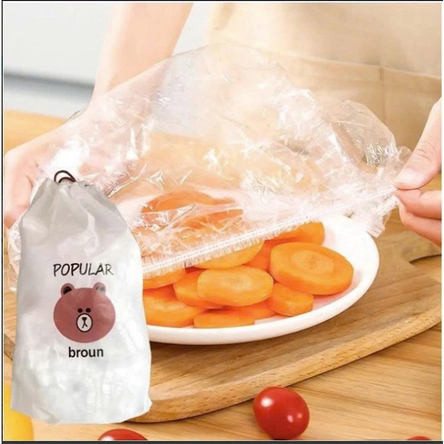 Set 10 túi Màng bọc thực phẩm bo chun co dãn, túi 100 cái , màng bọc thực phẩm PE túi  Sh0047