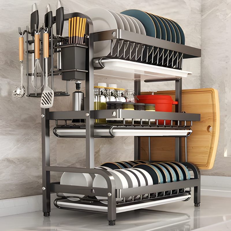 Kệ Úp Chén Bát Inox 304 Đa Tầng,Kệ Để Bát Đĩa Nhà Bếp Bằng Thép Không Gỉ, Kệ Úp Chén Cao Cấp