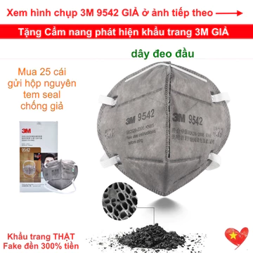 Khẩu trang 3M 9542 N95 than hoạt tính đeo đầu chống ô nhiễm lọc 95% bụi mịn PM2.5 phòng dịch bảo hộ lao động