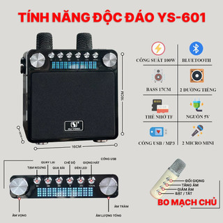 Loa Bluetooth Mini Karaoke Kèm 2 Micro SU-YOSD YS-601 - Cổ điển -Bass siêu ấm -Thiết kế cực đẹp