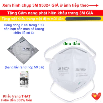 Khẩu trang 3M 9502+ N95 đeo đầu chống ô nhiễm lọc 95% bụi mịn PM2.5 phòng dịch bảo hộ lao động
