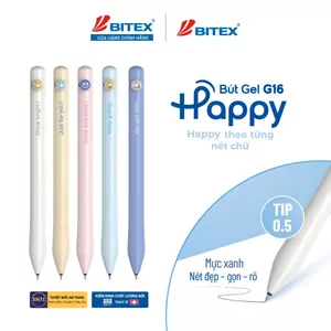 Bút Gel BITEX G16 Happy – Viết Êm Trơn, Thiết Kế Pastel Dễ Thương