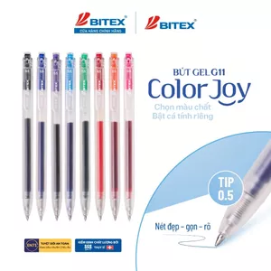 Bút Gel BITEX G11 Color Joy – 8 Màu Mực Tươi Sáng, Viết Êm, Ngòi 0.5mm, Bút Bấm Tiện Lợi