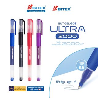 [MỚI VỀ] Combo 3/6/12 Bút gel Bitex G09 ULTRA2000 0.5mm – Viết mượt, mực nhiều, 4 màu
