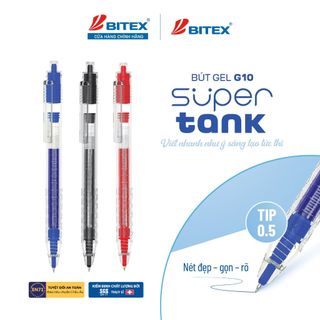 [MỚI VỀ] Combo 3/5 Bút Gel BITEX G10 0.5mm – Viết Mượt, Mực Nhiều, Bút Bấm Tiện Lợi