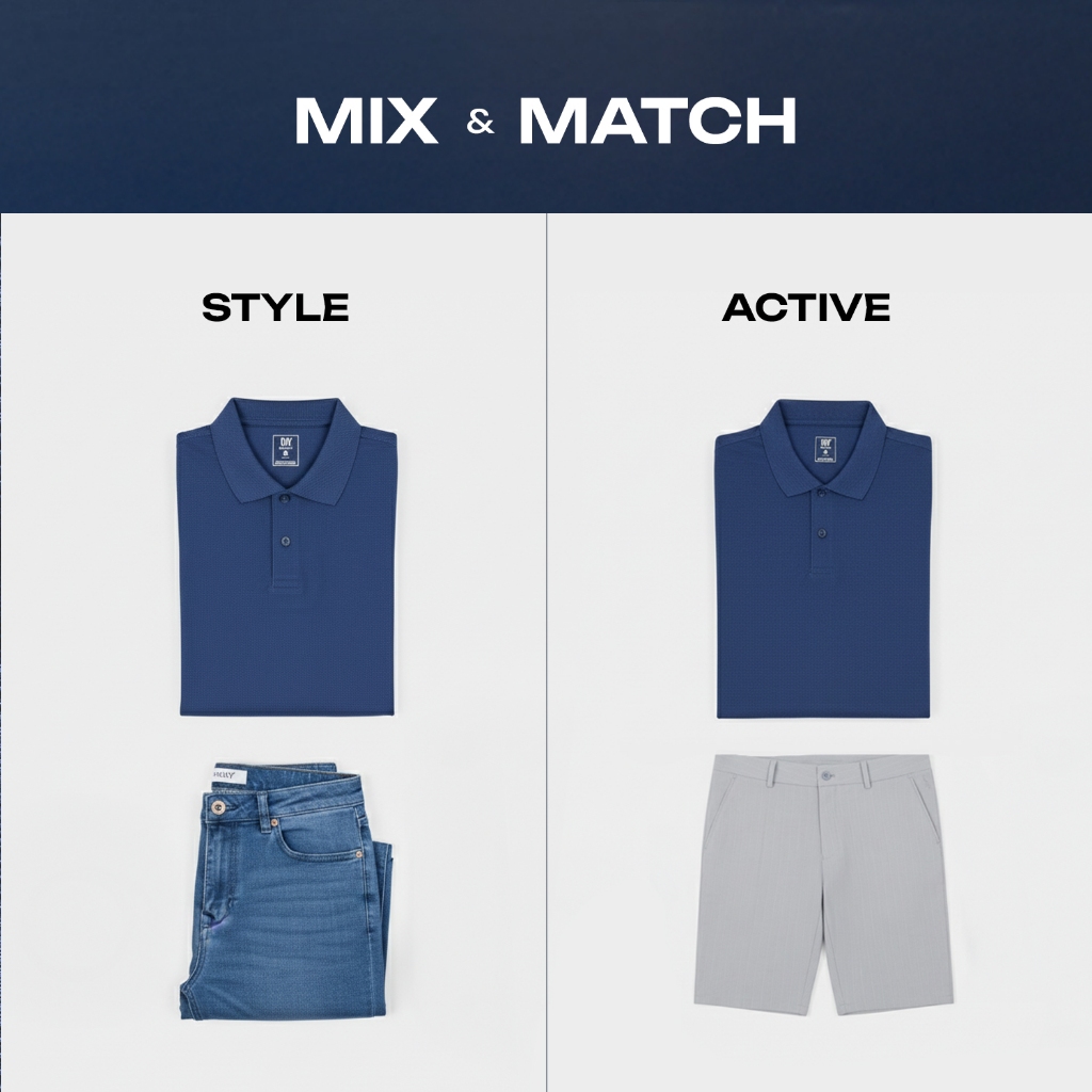 Áo Polo Nam Insidemen Regular Fit Xanh Tím Than Polyester Spandex, Phong Cách Trẻ Trung IPS099EDP01