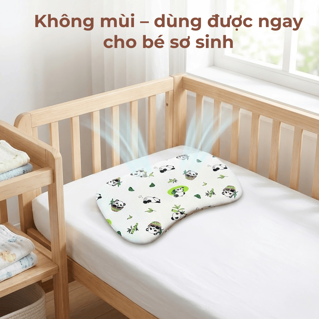 Gối Cao Su Non Babi1 Thiết Kế Lõm Định Hình Đầu Cho Bé Sơ Sinh Kích Thước 35x21x3.2cm