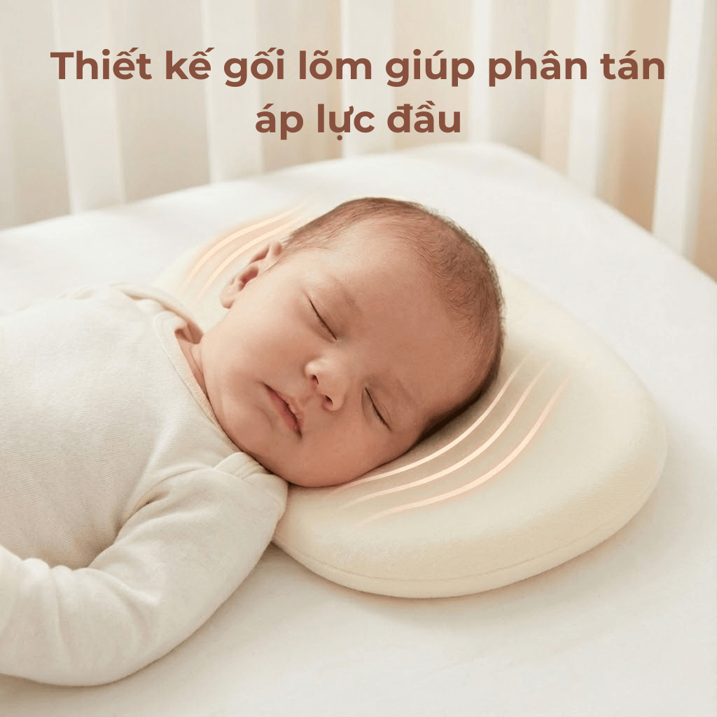 Gối Cao Su Non Babi1 Thiết Kế Lõm Định Hình Đầu Cho Bé Sơ Sinh Kích Thước 35x21x3.2cm