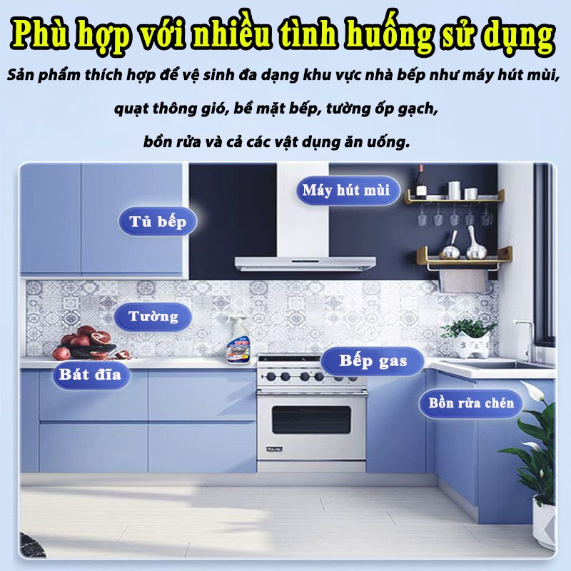 Chai tẩy dầu mỡ đa năng Yiyi 500ml – Dạng xịt tiện lợi, làm sạch bếp gas, bếp từ, đáy xoong chảo và máy hút mùi