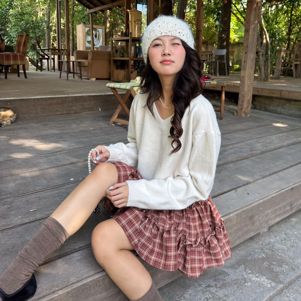 Áo len nữ cổ V SONNA HI - dáng relaxed thoải mái, len xù nhẹ mềm mịn - MELLOW V KNIT